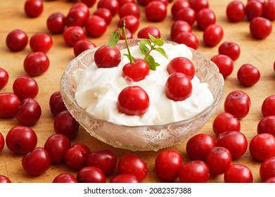 Cherry Desert, Sour Cherries Compote, Jar Of Fruit.