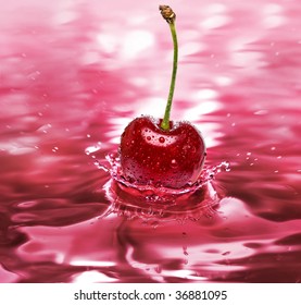 Cherry Drink Splash Close Up Background 