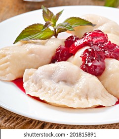 Cherry dumplings with mint