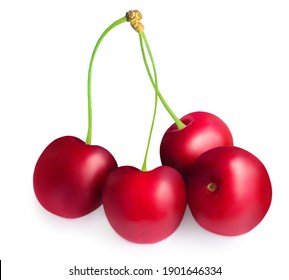 Cherry isolated on white background.  Fresh Cherry berry closeup