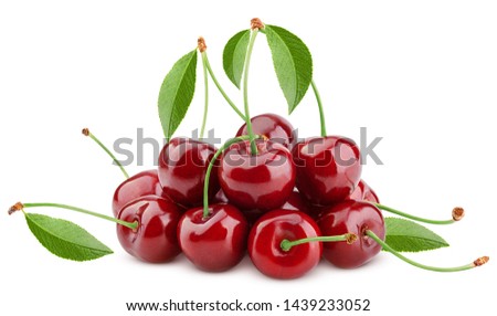 cherry isolated on white background, full depth of field, clipping path