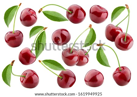 cherry isolated on white background, full depth of field, clipping path