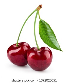 Cherry isolated. Cherry on white. Cherries. With clipping path. - Shutterstock ID 1392023051
