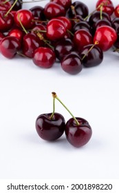Cherry isolated in red,black. Cherries. With mixed fruit