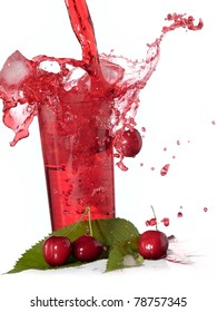 Cherry juice flow and splash