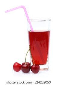 Cherry Juice Isolated On A White Background.