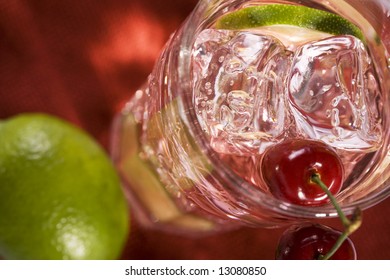 Cherry Limeade With Lime Slice