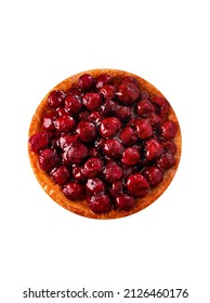 Cherry Pie Isolated On White Background. Delicious Juicy Berry Pie. Copy Space. Space For Text. Close Up.