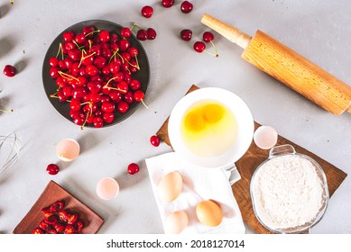 Cherry. A pile of fruit for the cake. Baking a cake with fruit. Fruit cake.	
