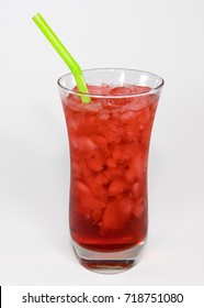 Cherry Red Sparkling Water In Tulip Glass