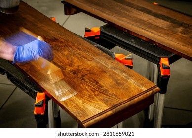 Cherry Tabletop gets a layer of Polyurethane