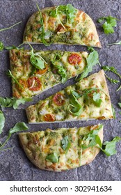 Cherry Tomato, Basil And Mozzarella Flatbread