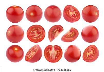 Cherry Tomato Isolated On White Background. Collection