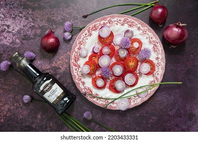 Cherry Tomato Salad With Purple Onion And Balsamic, As,Belgium, May 10, 2022