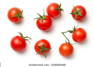 Cherry Tomatoes Isolated On White Background. Top View