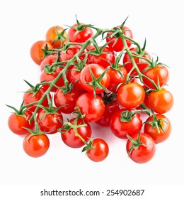 Cherry Vine Tomatoes On White Background