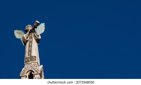 Cherub Angel Blowing Trumpet Medieval 13th Stock Photo 2073368030 ...