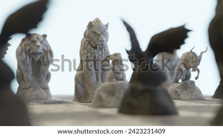 chess animal figures rabbit and tiger defend position