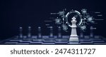 Chess board for business strategy and leadership assignment concept of team player or business team and leadership strategy or strategic planning and human resources organization risk management.