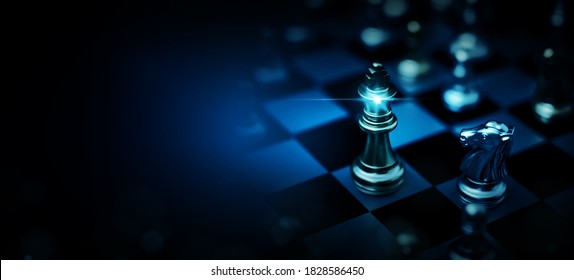Chess board game to represent the business strategy with competition and challenging concept