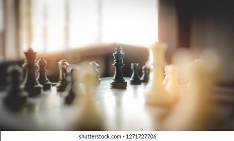 Chess Board Game, Strategy And Competition In Business Concept.