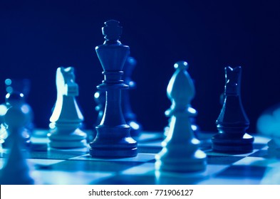 Chess financial business strategy concept. King on the chessboard