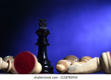 Chess Game, Close Up Image With Selective Focus, Competition In Business Strategy Concept, King Defeating Other King