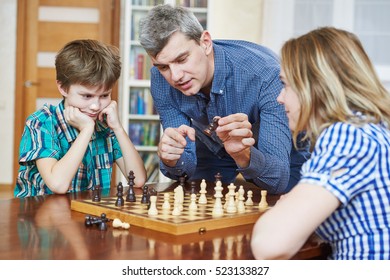 Chess Game At Home. Family Hobby Pastime