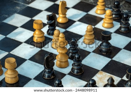 Chess game. Chess pieces on board