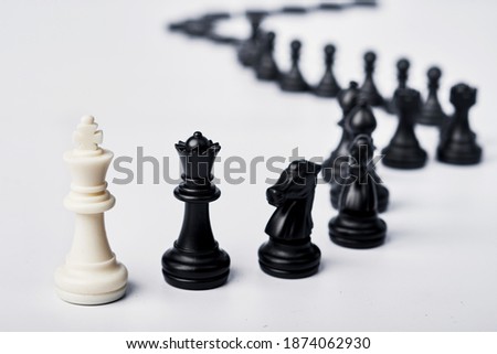 The chess king leader, the concept for a comparison of a great leader will always have followers. ideas white background. leader, chess, great, king, strong