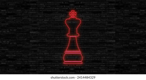 Chess, king, piece outline icon in neon style. elements of education illustration line icon. signs, symbols can be used for web, logo, mobile app, UI, UX. - Powered by Shutterstock