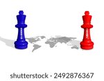 Chess made from Democrats and Republicans colors on a world map