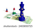 Chess made from EU, Hungary and Russia flags. Viktor Orban and Hungary relations with Europe Union