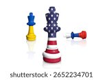 Chess made from flags of Ukraine, US and Russia
