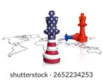 Chess made from flags of USA, China and Russia