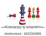 Chess made from flags of USA, China, India and Russia. Sanctions for Russian war in Ukraine and for Russia support 