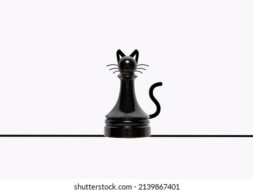 Chess Pawn Representing A Black Cat.