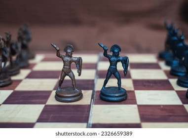 Chess piece of  Greek Mythological Chess Set portraying spartan hoplite as pawn 