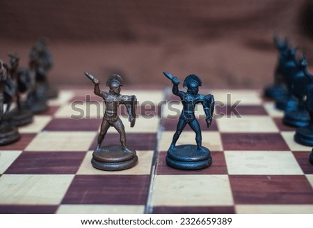 Chess piece of  Greek Mythological Chess Set portraying spartan hoplite as pawn 