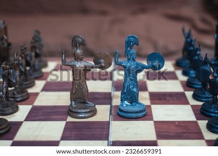 Chess piece of  Greek Mythological Chess Set portraying goddess of wisdom named Athena as queen 