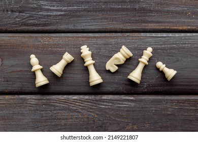 Chess Pieces Game Top View. Chess As Business Strategy Concept