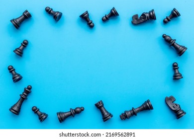 Chess Pieces Game Top View. Chess As Business Strategy Concept