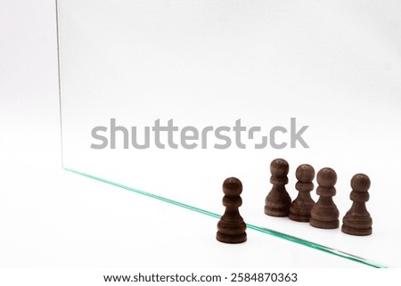 chess pieces, wrong mirror reflection, psychological problems
