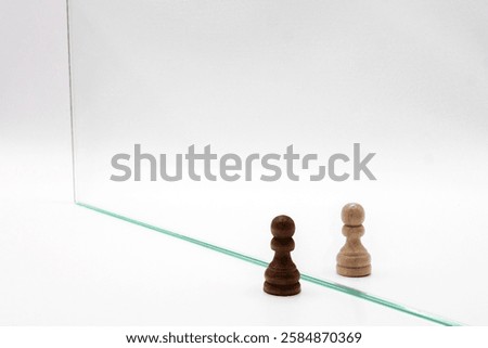 chess pieces, wrong mirror reflection, psychological problems