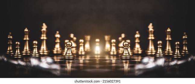 Chess Stand On Chessboard Concept Of Team Player Or Business Team And Leadership Strategy And Human Resources Organization Management Or Goal To Win Or Strong Winner.