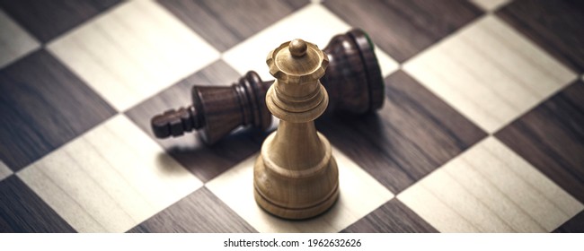 Chess strategy game: the black king is checkmated and defeated
