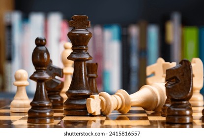 Chessboard and chess pieces. Strategy game