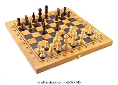 Chessboard with figures in progress