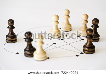 chessmen - figures depicting relations between people, social behavior - group dynamics