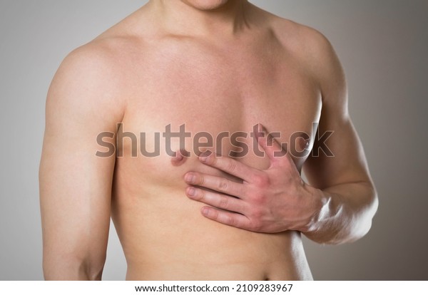 Chest pain. The man\'s chest\
hurts.